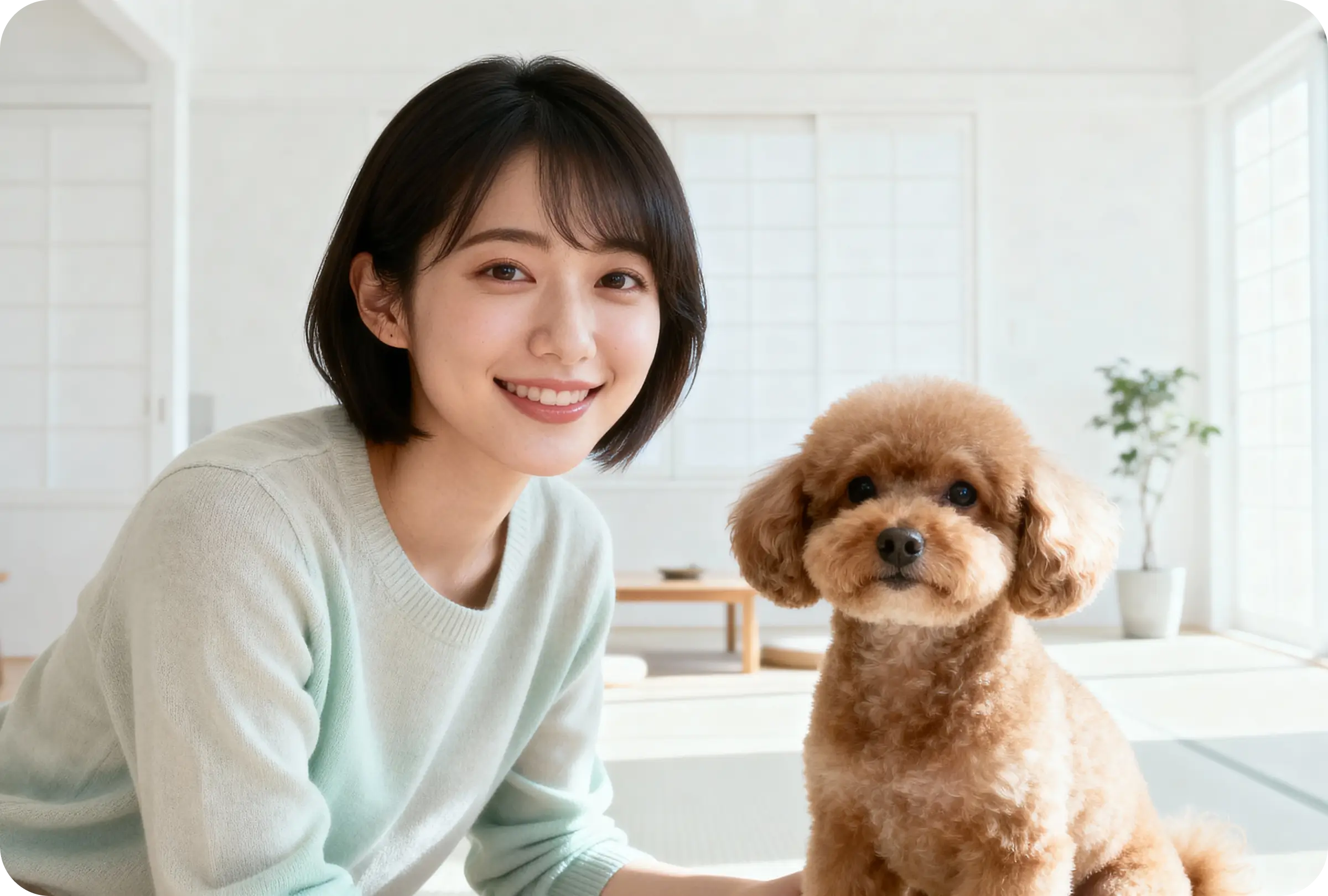 A pet and staff member representing the origin of Pets Tokyo